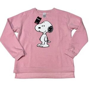 Peanuts Pink Snoopy Graphic Long Sleeve Sweatshirt Sweater